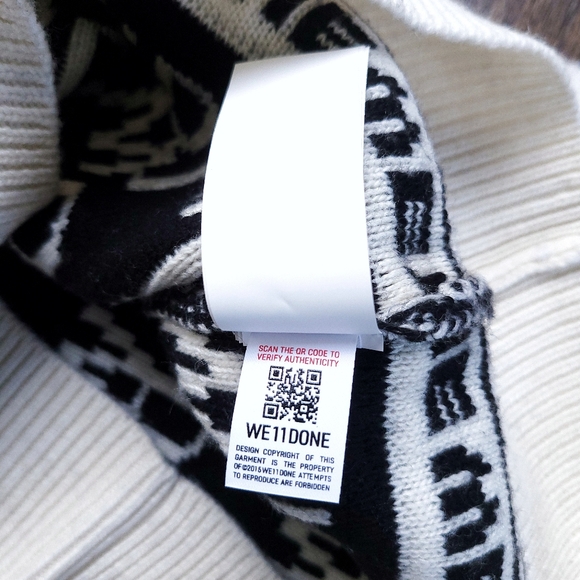 Welldone Unisex Wool Cashmere All Over Logo Knit Jumper Sweater - Picture 9 of 12